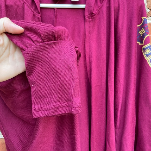 Harry Potter Cardigan Burgundy Red "Hogwarts" Hood Lightweight - Picture 7 of 10